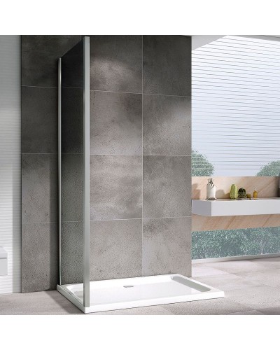 Душевая стенка Abber Schwarzer Diamant 100x195 S100 профиль Хром стекло прозрачное