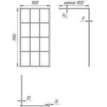 Душевая перегородка Paini 100 Walk-In 100G профиль Черный матовый стекло прозрачное с рисунком