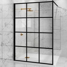 Душевая перегородка Paini 100 Walk-In 100G профиль Черный матовый стекло прозрачное с рисунком