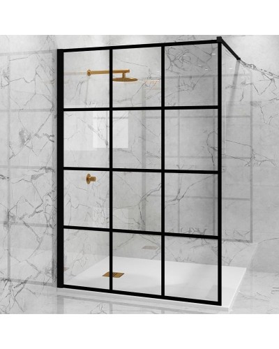 Душевая перегородка Paini 100 Walk-In 100G профиль Черный матовый стекло прозрачное с рисунком