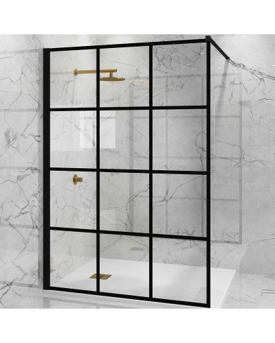 Душевая перегородка Paini 100 Walk-In 100G профиль Черный матовый стекло прозрачное с рисунком