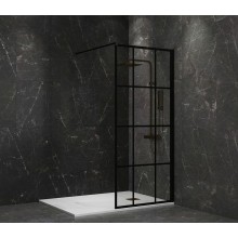 Душевая перегородка Paini 80 Walk-In 80G профиль Черный матовый стекло прозрачное с рисунком