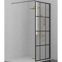 Душевая перегородка Paini 80 Walk-In 80G профиль Черный матовый стекло прозрачное с рисунком