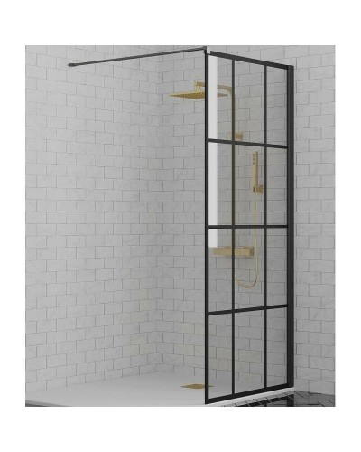 Душевая перегородка Paini 80 Walk-In 80G профиль Черный матовый стекло прозрачное с рисунком