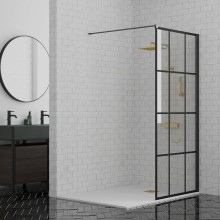 Душевая перегородка Paini 80 Walk-In 80G профиль Черный матовый стекло прозрачное с рисунком