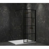 Душевая перегородка Paini 90 Walk-In 90G профиль Черный матовый стекло прозрачное с рисунком