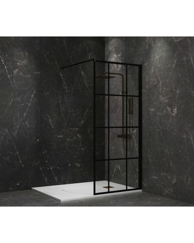 Душевая перегородка Paini 90 Walk-In 90G профиль Черный матовый стекло прозрачное с рисунком