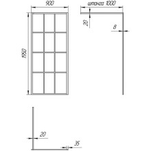 Душевая перегородка Paini 90 Walk-In 90G профиль Черный матовый стекло прозрачное с рисунком