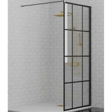 Душевая перегородка Paini 90 Walk-In 90G профиль Черный матовый стекло прозрачное с рисунком