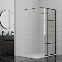 Душевая перегородка Paini 90 Walk-In 90G профиль Черный матовый стекло прозрачное с рисунком