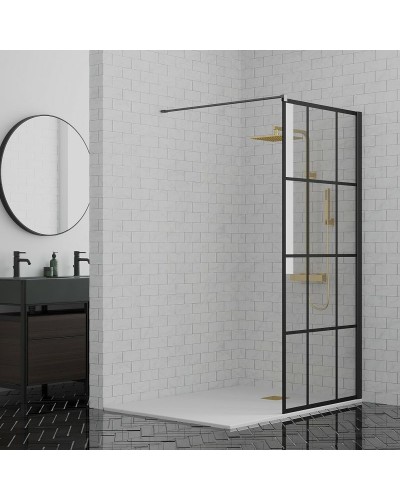 Душевая перегородка Paini 90 Walk-In 90G профиль Черный матовый стекло прозрачное с рисунком