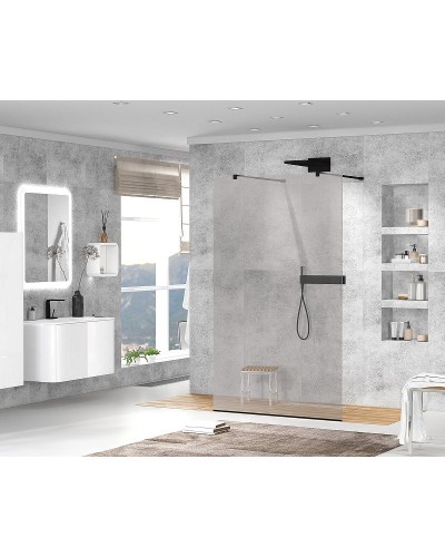 Душевая перегородка Cezares Liberta 120 LIBERTA-L-2-120-GR-NERO профиль Черный матовый стекло серое