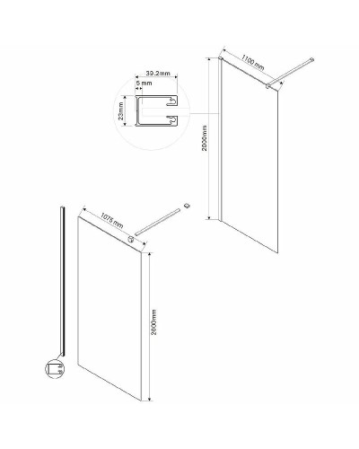 Душевая перегородка Vincea Walk-In 110 VSW-1H110CLGM профиль Вороненая сталь стекло прозрачное