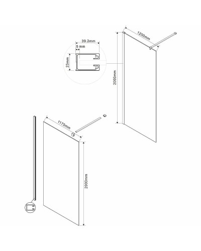 Душевая перегородка Vincea Walk-In 120 VSW-1H120CLGM профиль Вороненая сталь стекло прозрачное