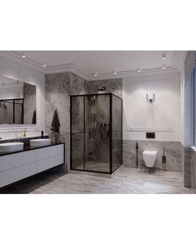 Душевая стенка Ambassador Forsa 80 80ABB профиль Черный стекло тонированное