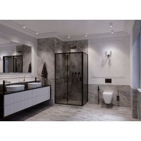 Душевая стенка Ambassador Forsa 80 80ABB профиль Черный стекло тонированное