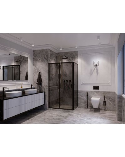 Душевая стенка Ambassador Forsa 80 80ABB профиль Черный стекло тонированное