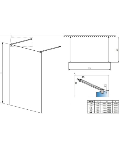 Неподвижная перегородка Radaway Modo X I 140 прозрачное