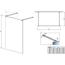 Неподвижная перегородка Radaway Modo X I Black 130 прозрачное