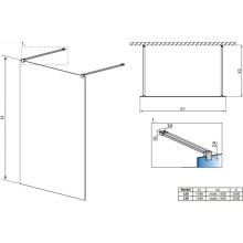 Неподвижная перегородка Radaway Modo X I Black Frame 120 прозрачное