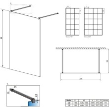 Неподвижная перегородка Radaway Modo X I Black Factory 120 прозрачное