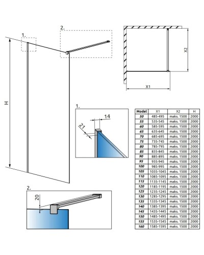 Неподвижная перегородка Radaway Modo II New 85 прозрачное