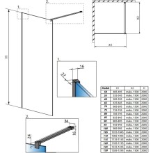 Неподвижная перегородка Radaway Modo X Black II Frame 125 прозрачное
