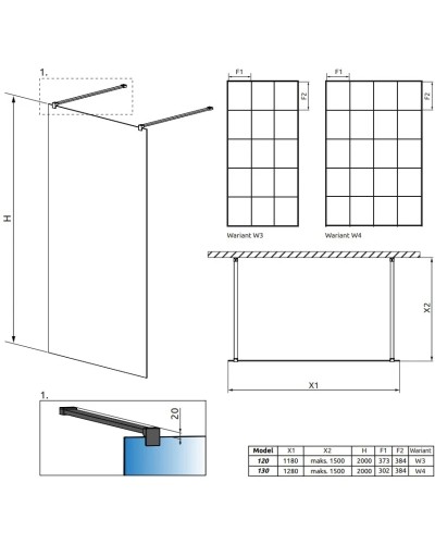 Неподвижная перегородка Radaway Modo New Black I Factory 130 прозрачное
