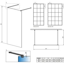 Неподвижная перегородка Radaway Modo New Black I Factory 120 прозрачное