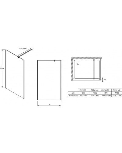 Горизонтальная штанга (угол 90°) Jacob Delafon Contra E22BW90-BL