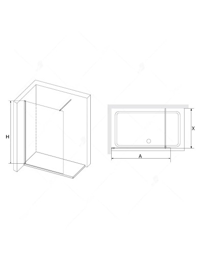 Неподвижная перегородка 100 см RGW WA-010B Walk-in 351001010-24 матовое