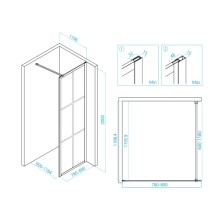 Неподвижная перегородка 80 см RGW WA-11-B Walk-in 32101180-84 прозрачное