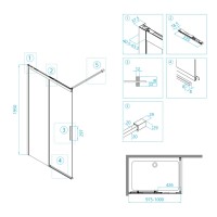 Неподвижная перегородка 100 см RGW WA-13 Walk-in 34101310-11 прозрачное