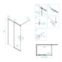 Неподвижная перегородка 140 см RGW WA-13-B Walk-in 34101314-14 прозрачное