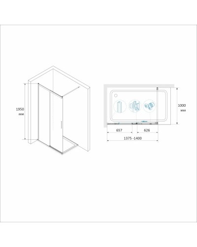 Неподвижная перегородка 140 см RGW WA-13-B Walk-in 34101314-14 прозрачное