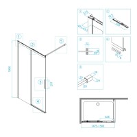Неподвижная перегородка 150 см RGW WA-13-B Walk-in 34101315-14 прозрачное