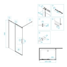 Неподвижная перегородка 150 см RGW WA-13-B Walk-in 34101315-14 прозрачное