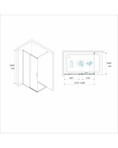 Неподвижная перегородка 130 см RGW WA-13-B Walk-in 34101313-14 прозрачное