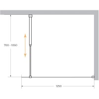 Неподвижная перегородка 125 см Cezares LIBERTA-L-1-125-C-NERO прозрачное