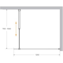 Неподвижная перегородка 125 см Cezares LIBERTA-L-1-125-C-NERO прозрачное