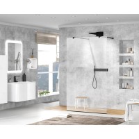 Неподвижная перегородка 125 см Cezares LIBERTA-L-2-125-C-NERO прозрачное