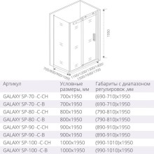 Боковая стенка 70 см Good Door Galaxy SP-70-C-CH прозрачное