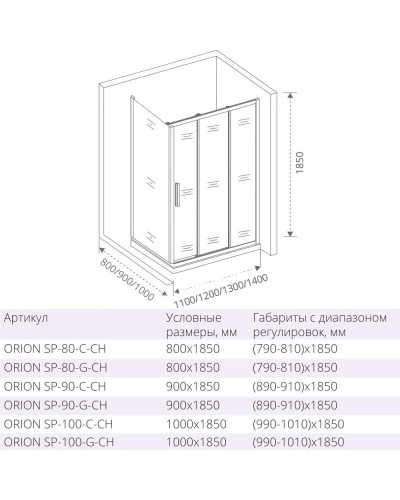 Боковая стенка 100 см Good Door Orion SP-100-C-CH прозрачное