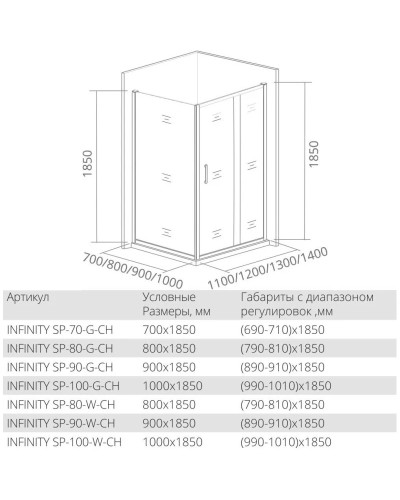 Боковая стенка 70 см Good Door Infinity SP-70-G-CH grape