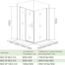 Боковая стенка 100 см Good Door Neo SP-100-C-CH прозрачное