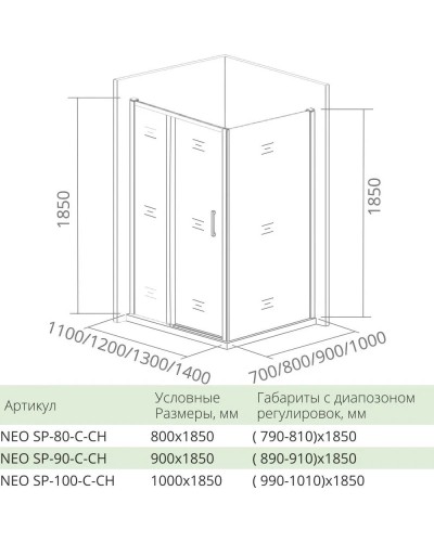 Боковая стенка 100 см Good Door Neo SP-100-C-CH прозрачное