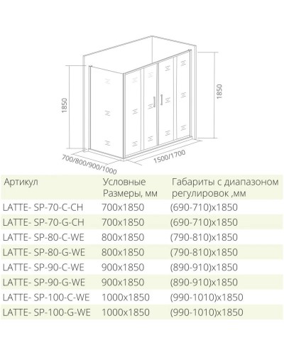 Боковая стенка 100 см Good Door Latte SP-100-G-WE grape