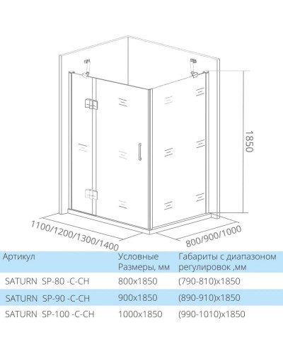 Боковая стенка 90 см Good Door Saturn SP-90-C-CH прозрачное