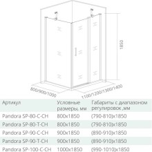 Боковая стенка 80 см Good Door Pandora SP-80-T-CH прозрачное с рисунком
