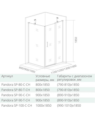 Боковая стенка 80 см Good Door Pandora SP-80-T-CH прозрачное с рисунком
